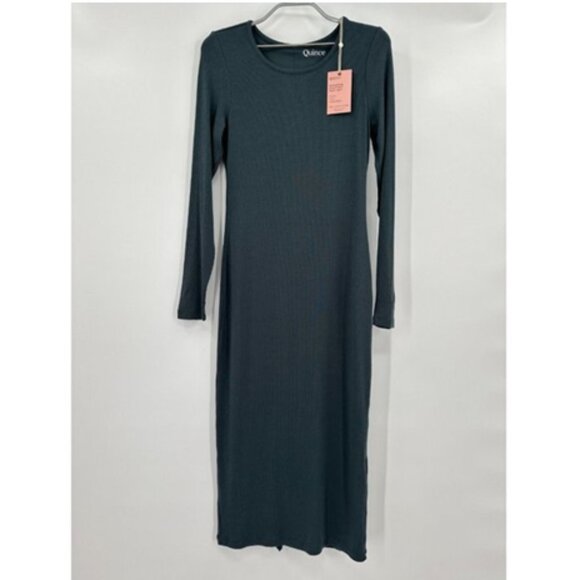 Quince Dresses & Skirts - Quince Dark Olive Tencel Rib Knit Long Sleeve Midi Dress sz M Women's NWT Fitted